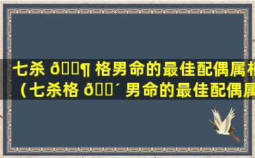 七杀 🐶 格男命的最佳配偶属相（七杀格 🌴 男命的最佳配偶属相是什么）